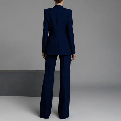 Single Breasted Blazer and Wide Leg Suit Set