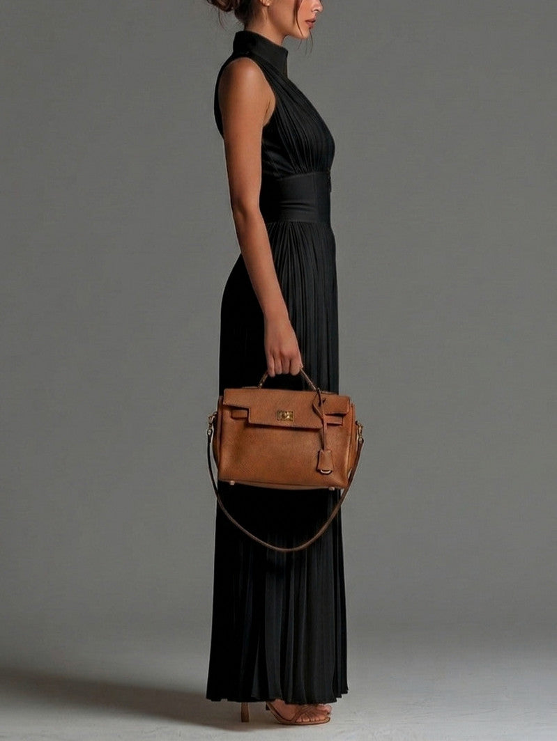 Sleeveless Pleated Wide Leg Jumpsuit
