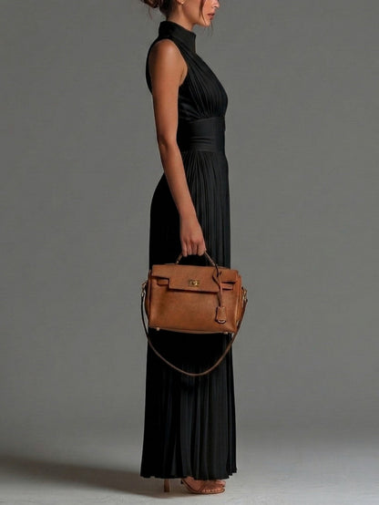 Sleeveless Pleated Wide Leg Jumpsuit