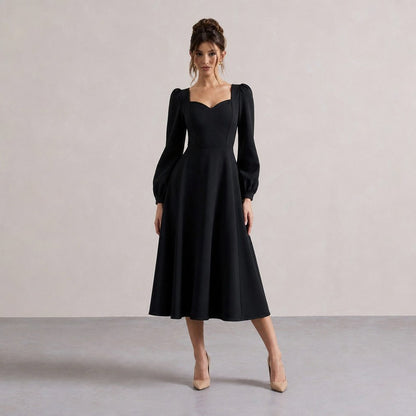 Sweetheart Long Sleeve Midi Dress