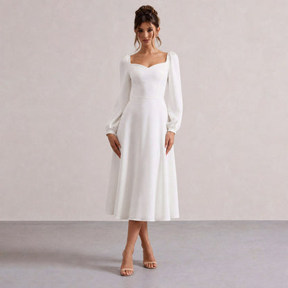 Sweetheart Long Sleeve Midi Dress