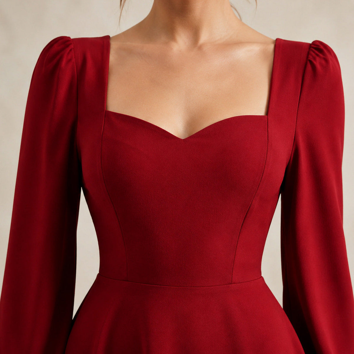 Sweetheart Long Sleeve Midi Dress