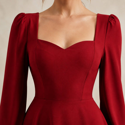 Sweetheart Long Sleeve Midi Dress