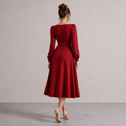 Sweetheart Long Sleeve Midi Dress