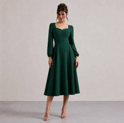 Sweetheart Long Sleeve Midi Dress
