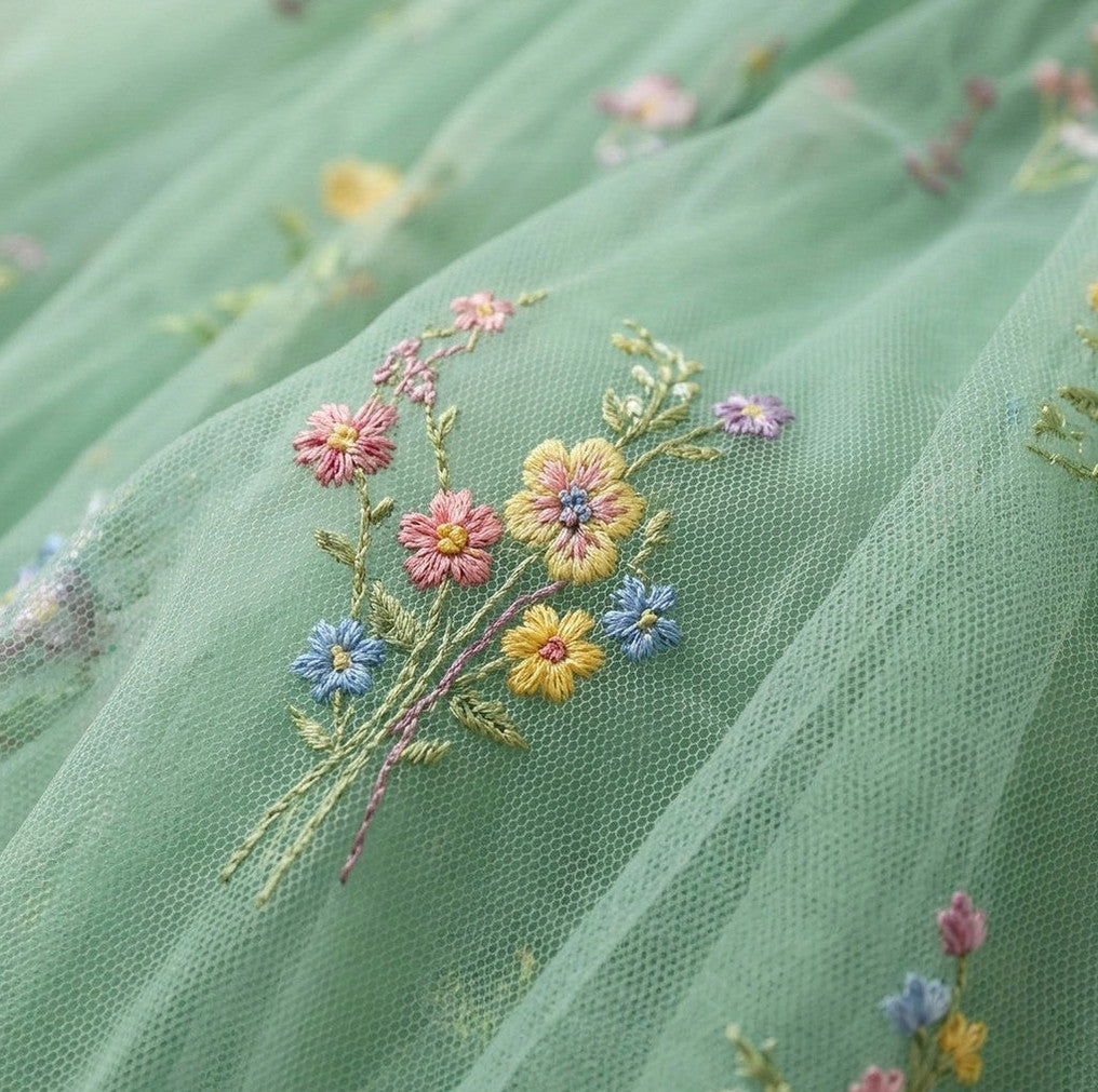 Tulle Embroidered Sweetheart Maxi Dress