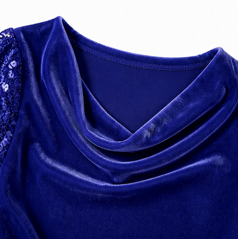 Velvet Cowl Sequin Long Sleeve Mini Dress