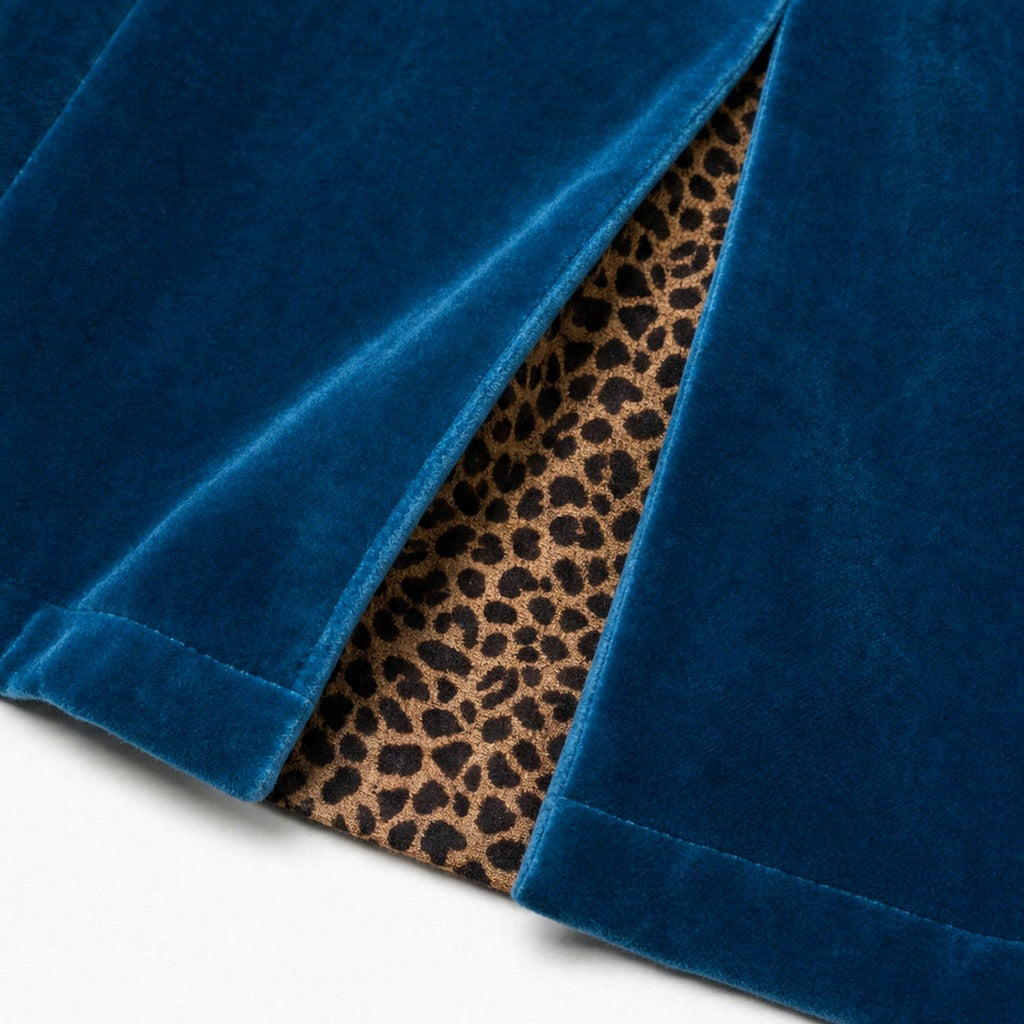 Velvet Leopard Print Maxi Coat
