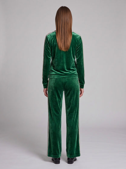 Velvet Diamante Trim V Neck Long Sleeve Co Ord Set