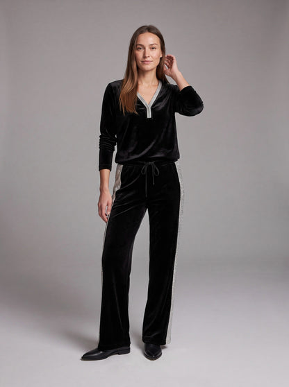 Velvet Diamante Trim V Neck Long Sleeve Co Ord Set