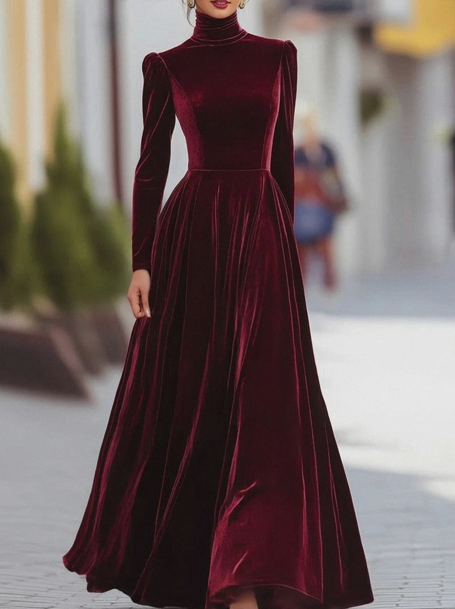 Velvet Long Sleeve Maxi Dress