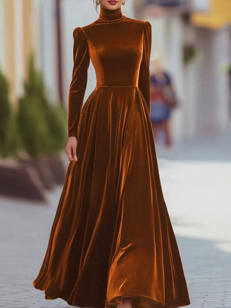 Velvet Long Sleeve Maxi Dress