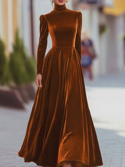 Velvet Long Sleeve Maxi Dress