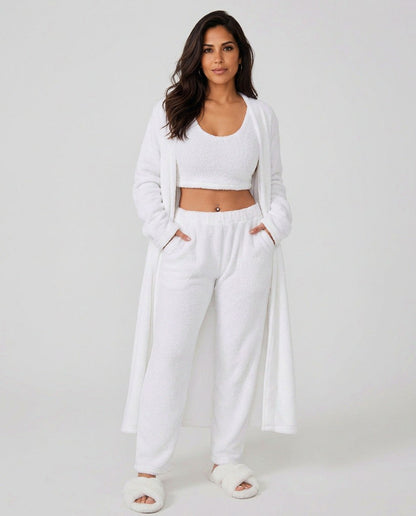 Fleece Long Sleeve Robe Three Piece Co Ord Set