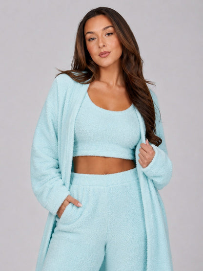 Fleece Long Sleeve Robe Three Piece Co Ord Set