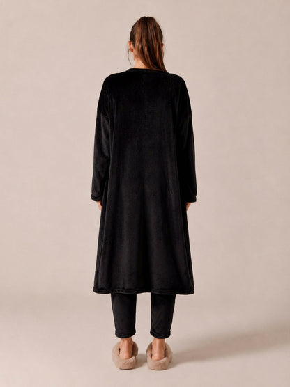 Fleece Long Sleeve Robe Three Piece Co Ord Set