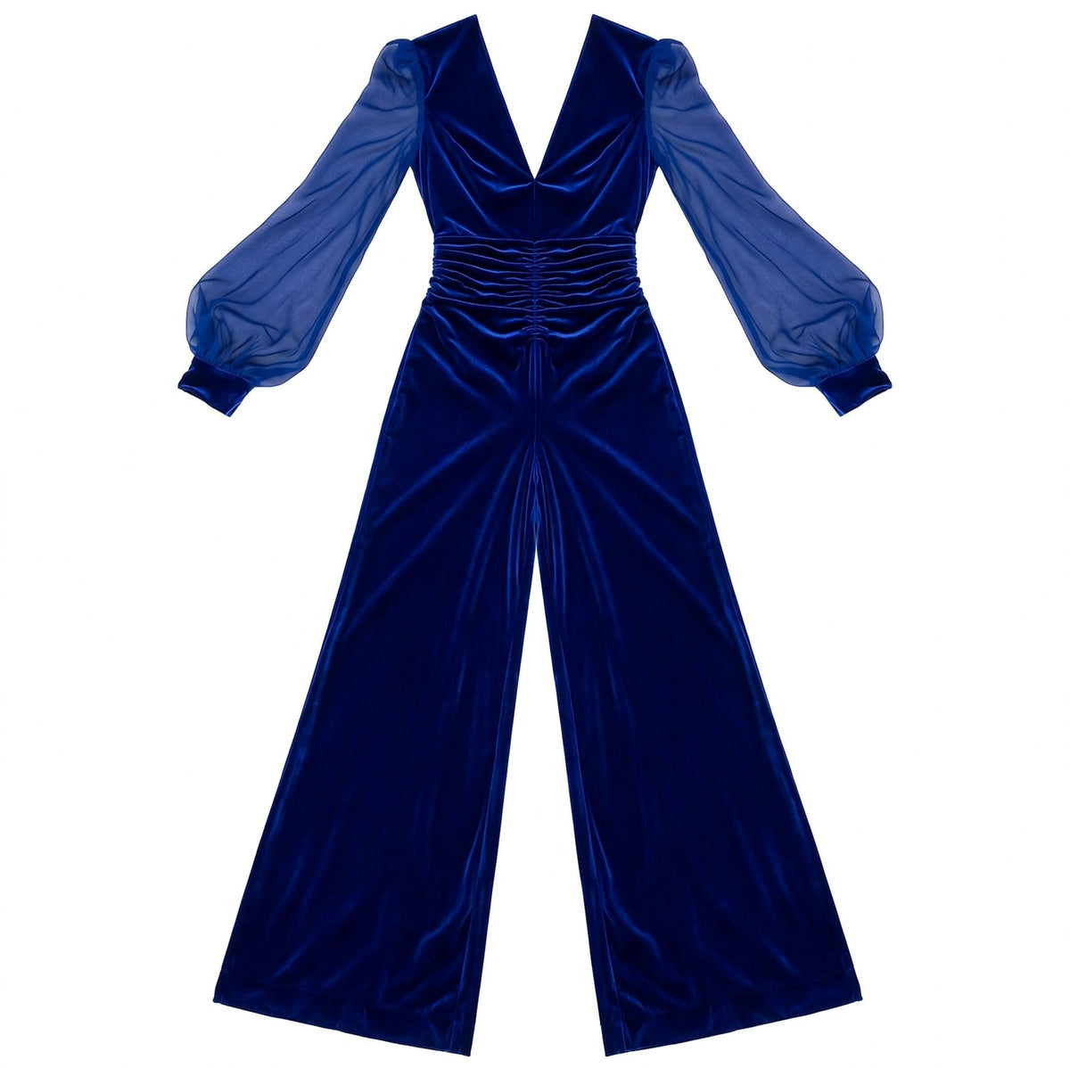 Velvet Long Sleeve Ruched Jumpsuit