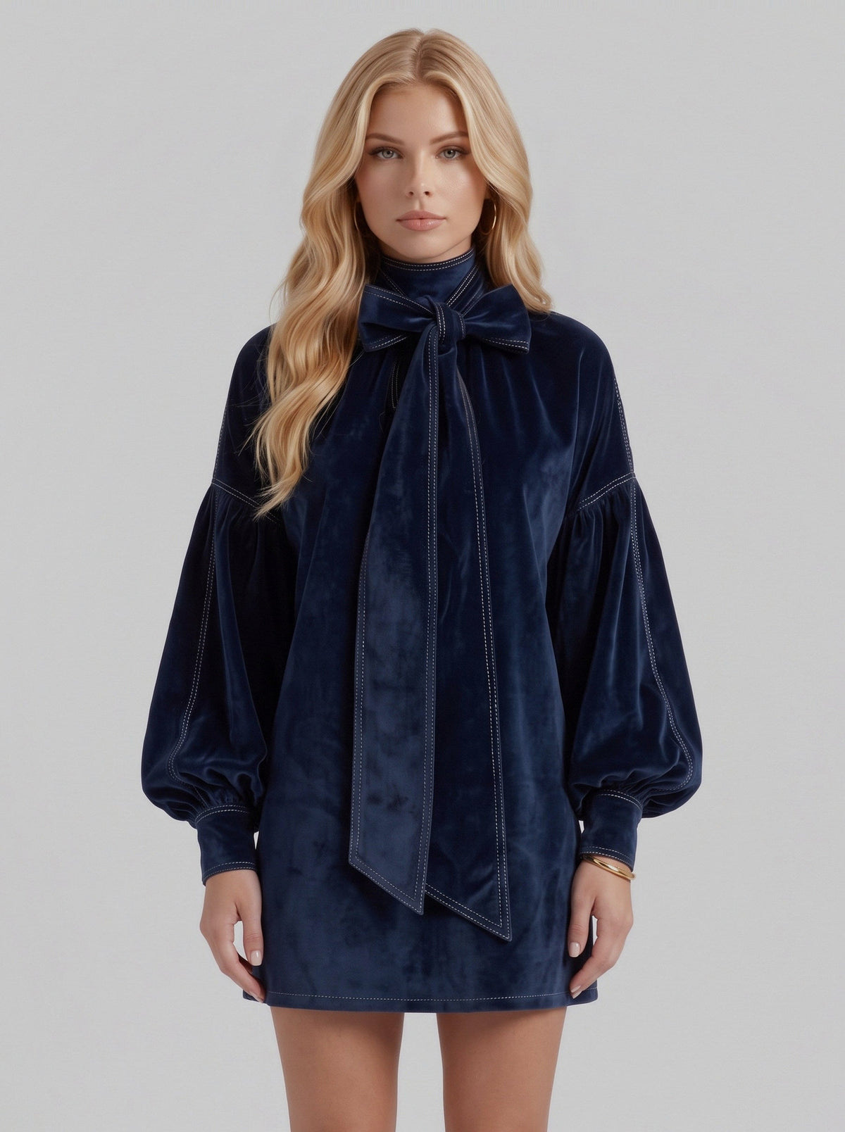 Velvet Long Sleeve Shift Mini Dress