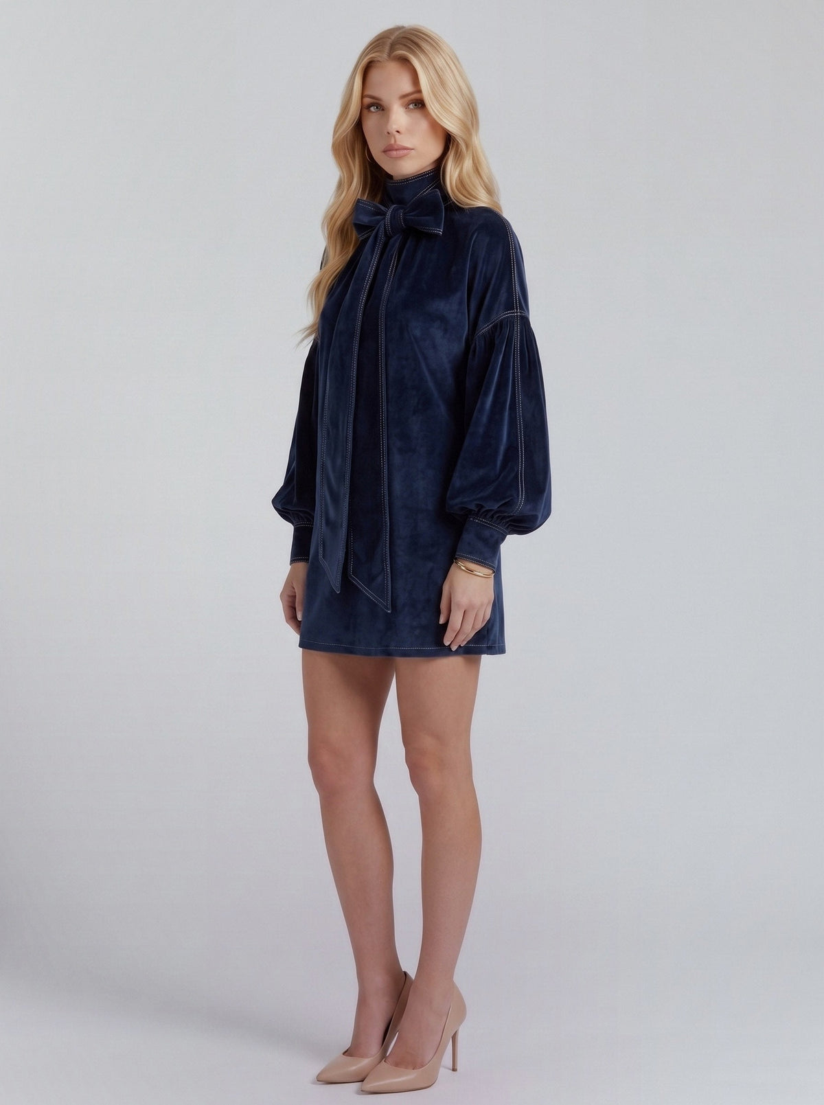 Velvet Long Sleeve Shift Mini Dress