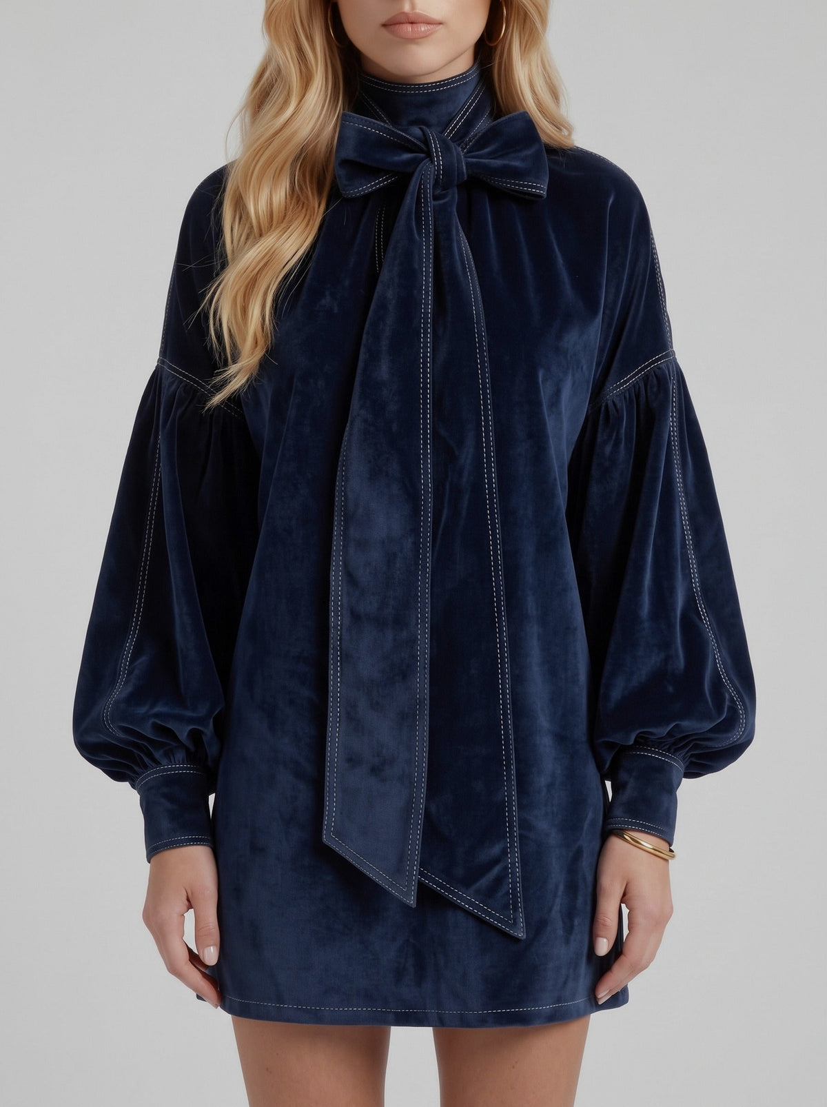Velvet Long Sleeve Shift Mini Dress