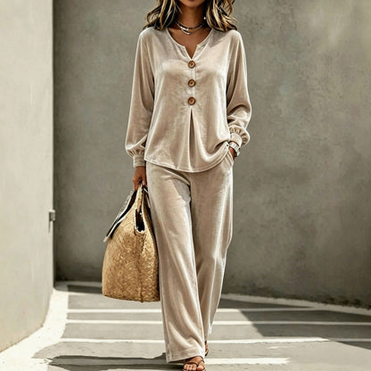 Velvet Long Sleeve Two Piece Set