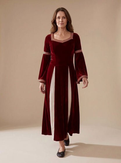 Velvet Square Neck Long Sleeve Maxi Dress