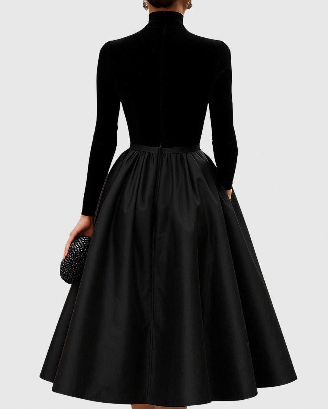 Velvet Turtleneck Long Sleeve Midi Dress