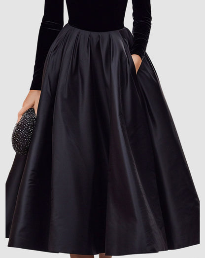 Velvet Turtleneck Long Sleeve Midi Dress