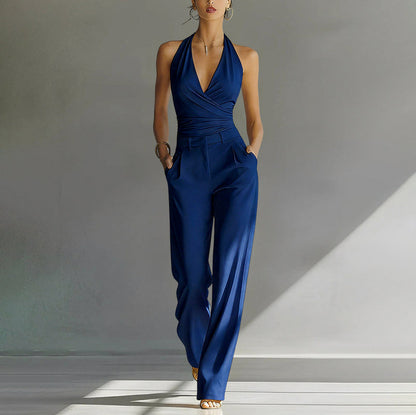 Wrap Halter Wide Leg Jumpsuit